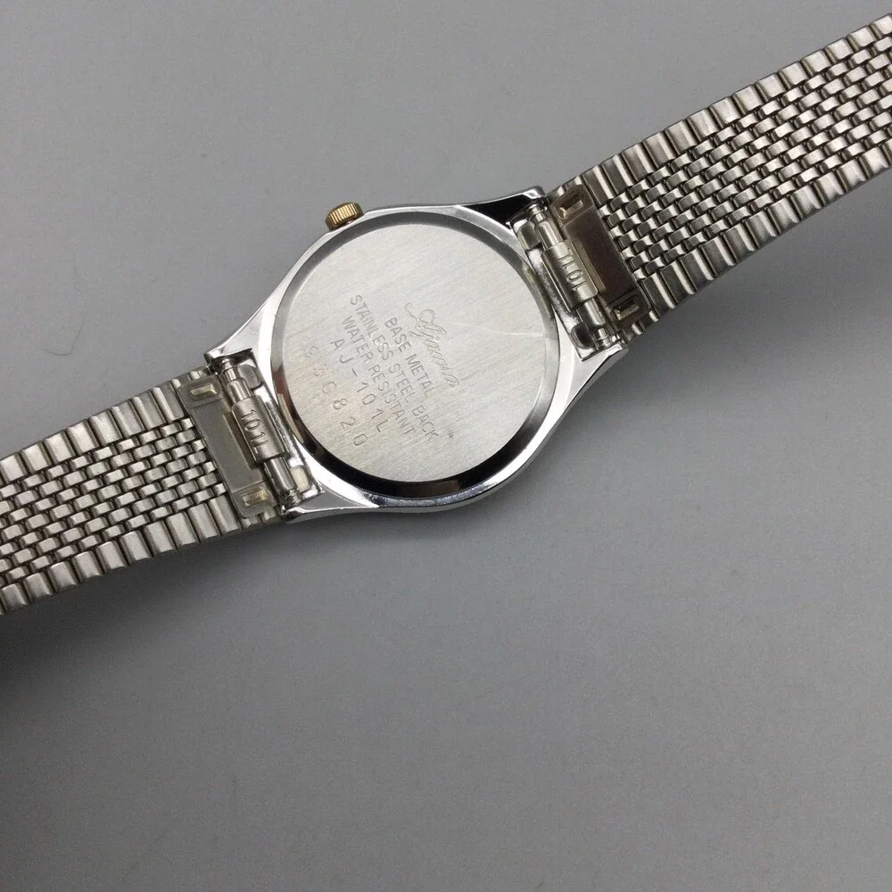 Ajawra Womens Watch 23mm White Dial Two Tone Bracelet Swiss New Battery